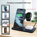Estación de Carga Inalámbrica Plegable 3 en 1 - Carga Rápida para iPhone, Apple Watch y AirPods